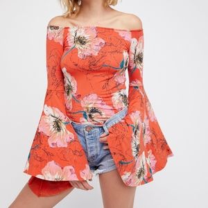 We The Free Spice Combo orange floral bell sleeve